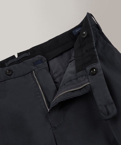 Slim-fit certified Royal Batavia cotton trousers : Dark Blue